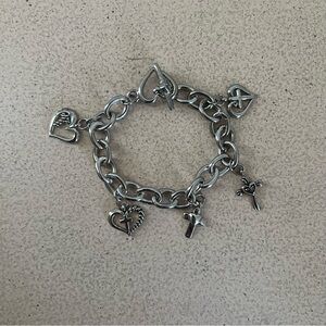 Charm bracelet | silver cross Christian religious jewelry